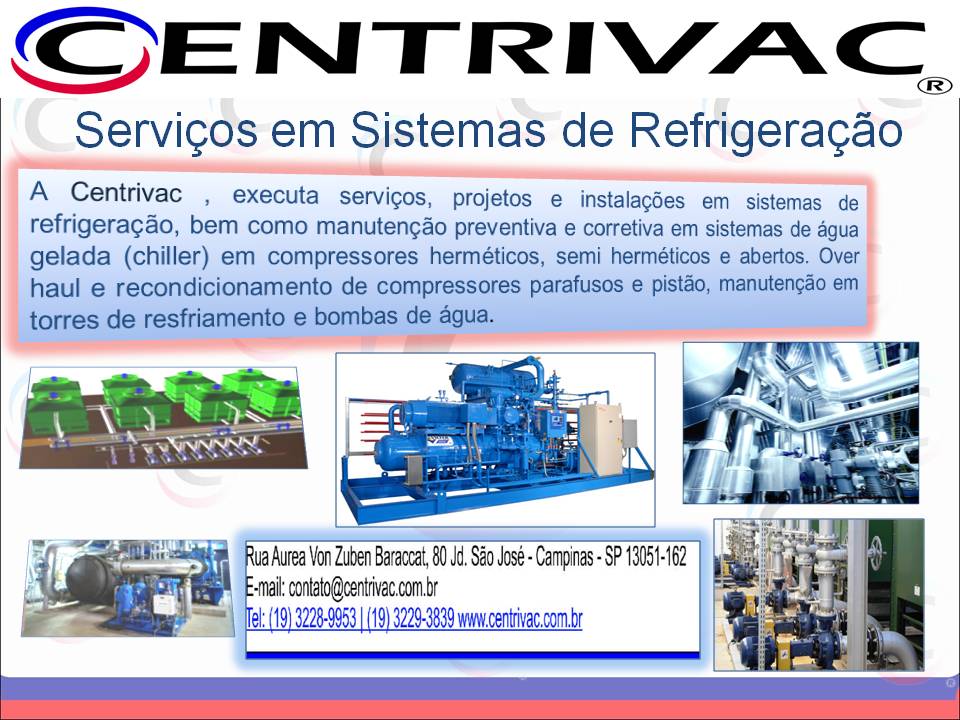Manutenção Chiller Trane Carrier Sabroe Hitachi york.